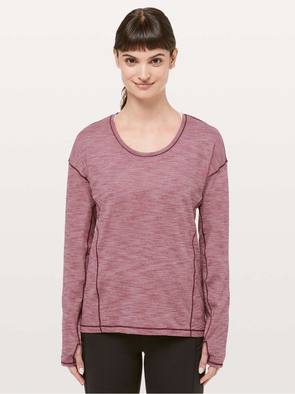 Lululemon 4 Sweat Embrace Long Sleeve
Heathered Misty Merlot red active training